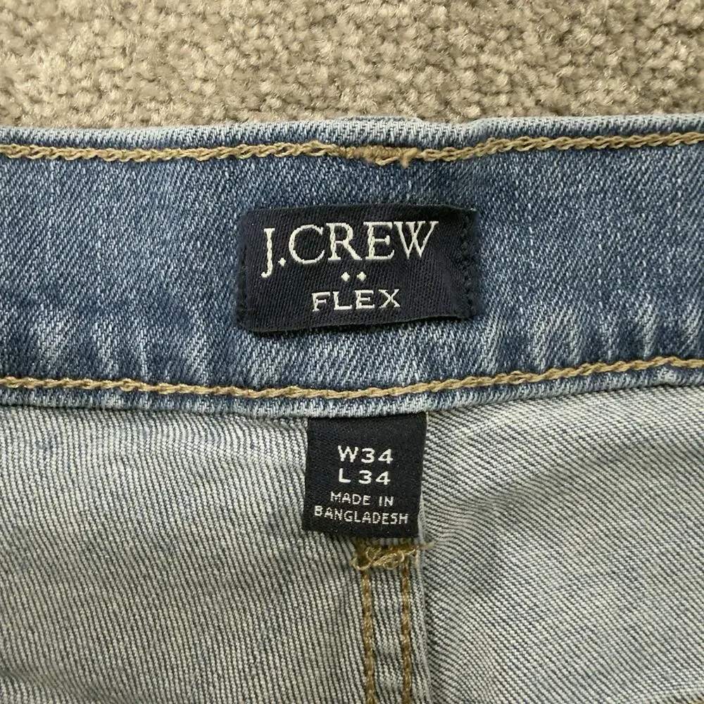 J.Crew‎ Mens Slim Signature Flex Jeans Light Wash Denim Blue 34x34 Stretch NWT